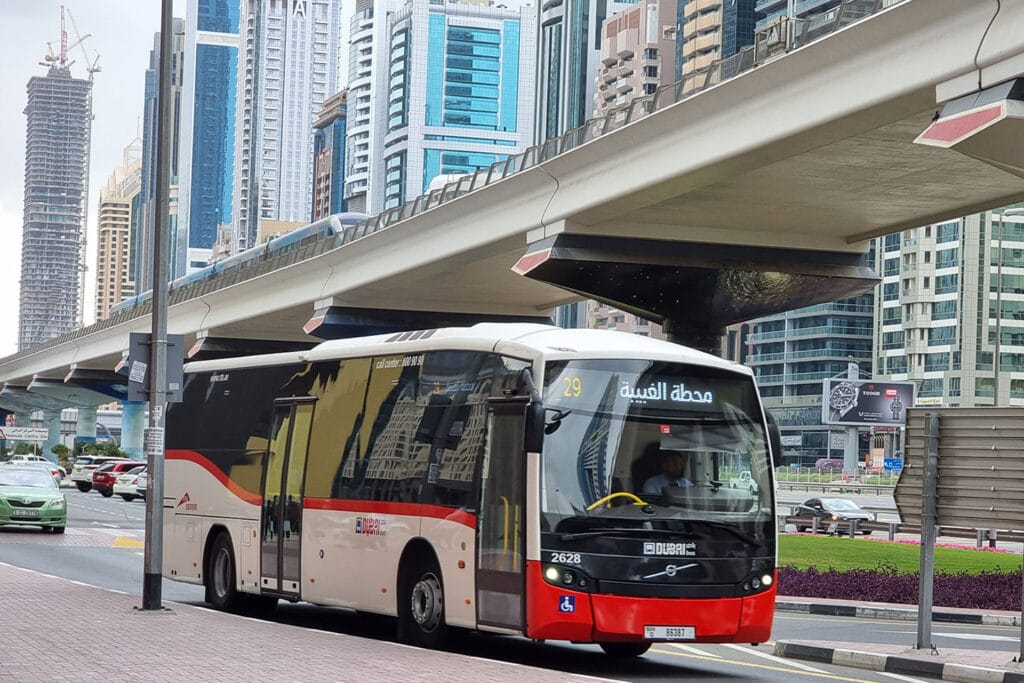 Bus and metro in modern city