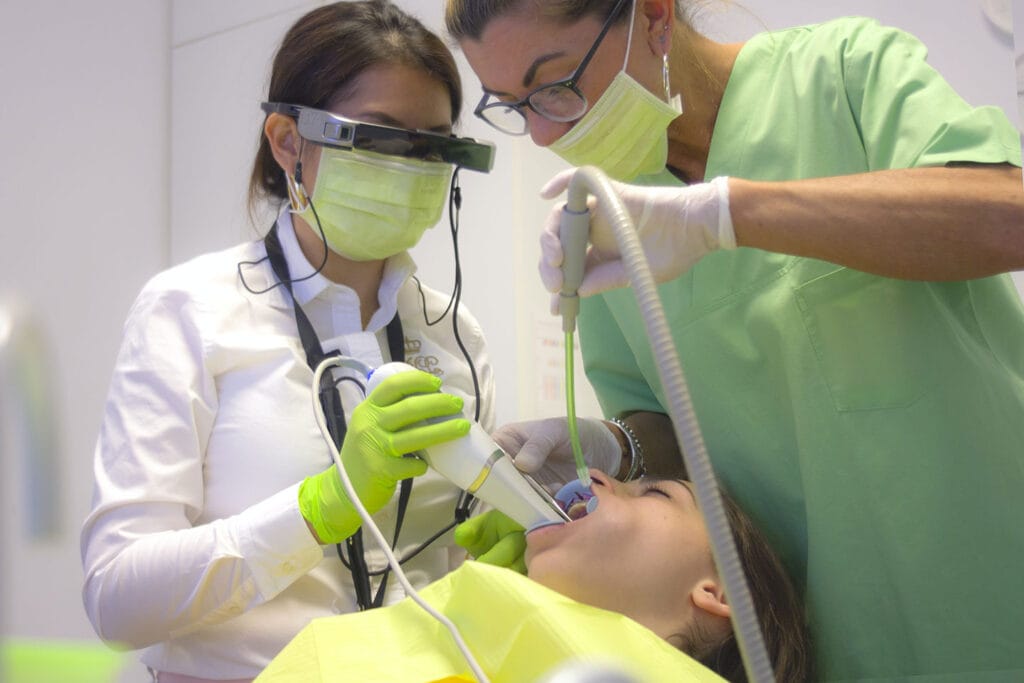 Doctor using smart VR Glasses
