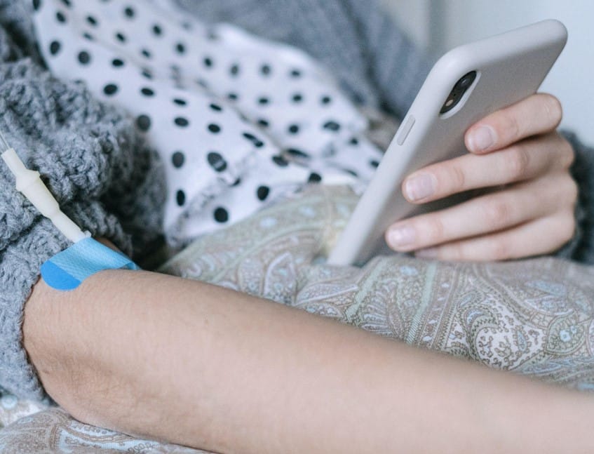 patient using a smartphone