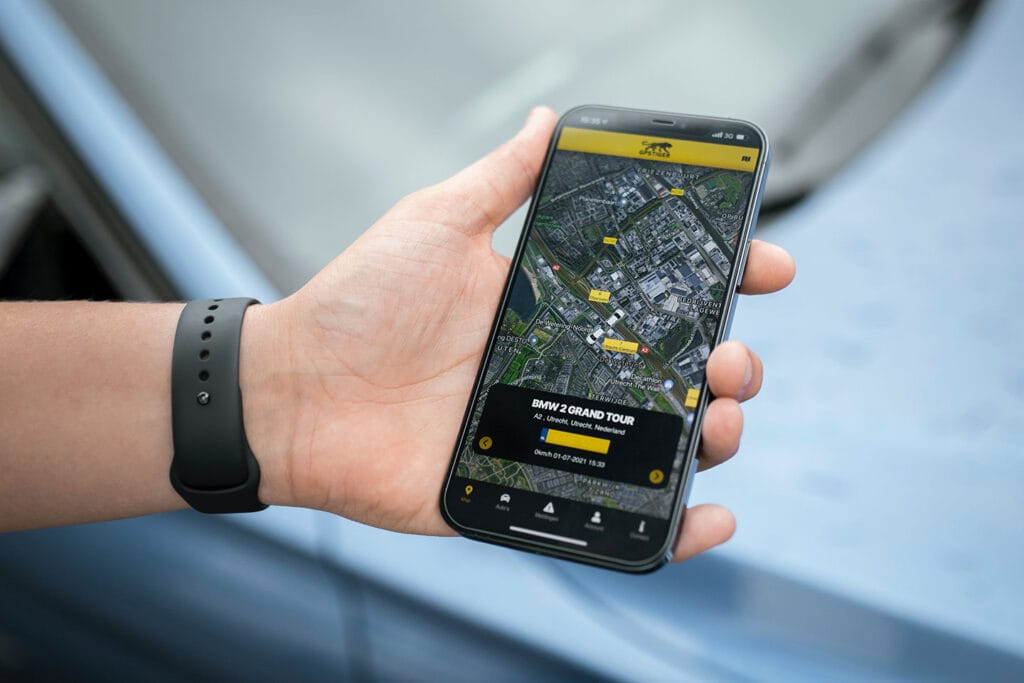 person using vehicle tracking application