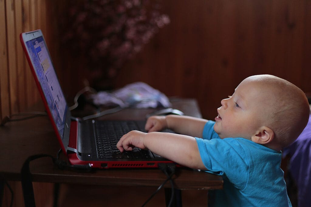 baby with laptop