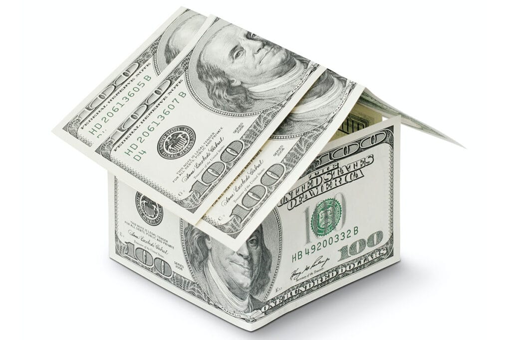 symbolic house made from hundred dollars notes