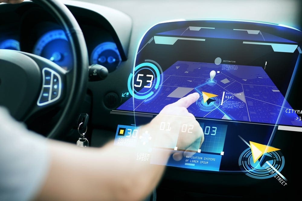 Man using smart technology in vehicle