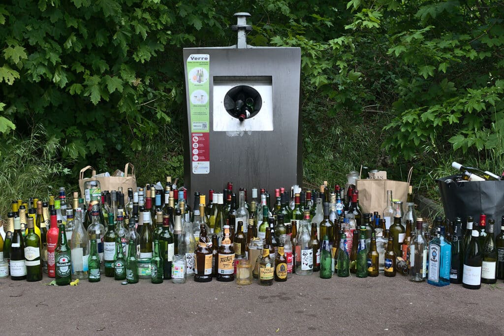 bottles placed near full bin