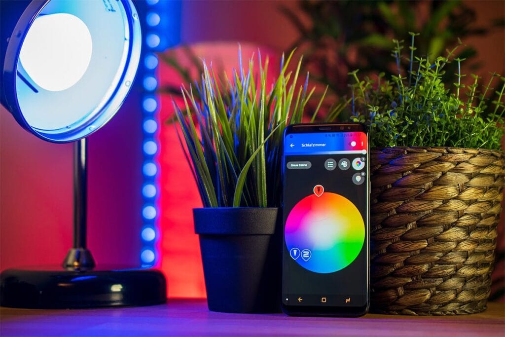 light bulb with changeable color from a mobile application