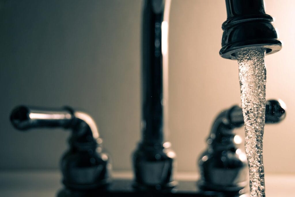 running tap water