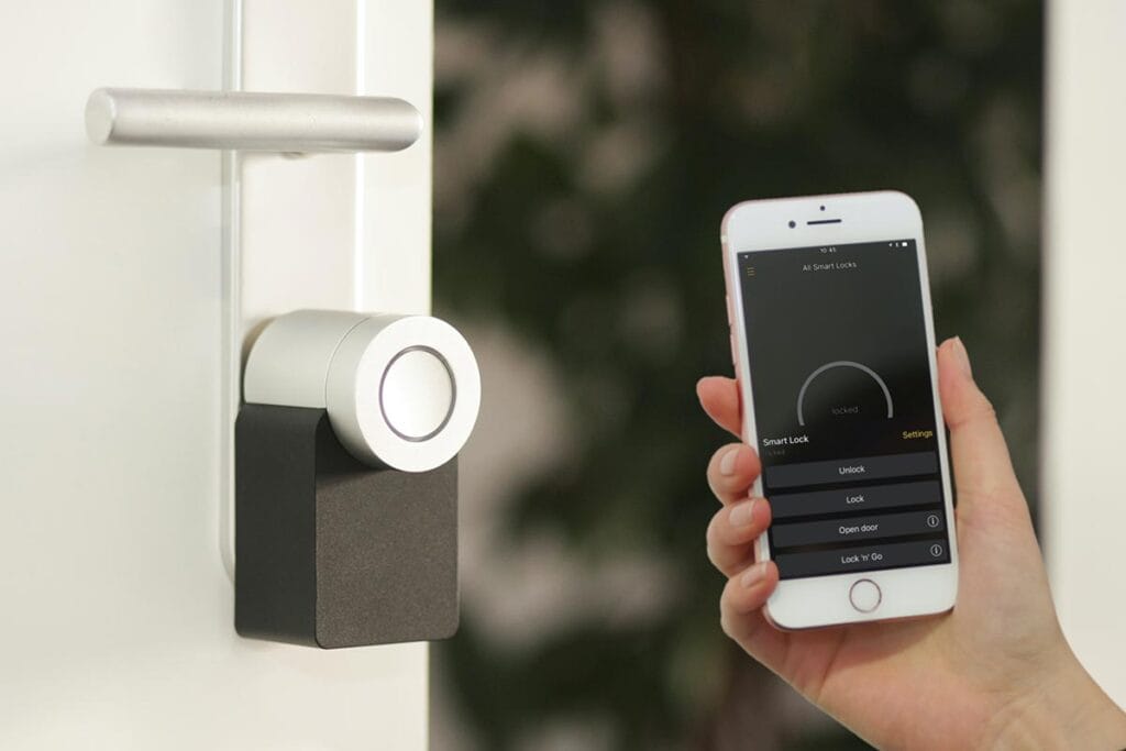smart door lock and a smartphone