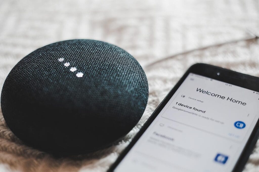 smart speaker and a smartphone