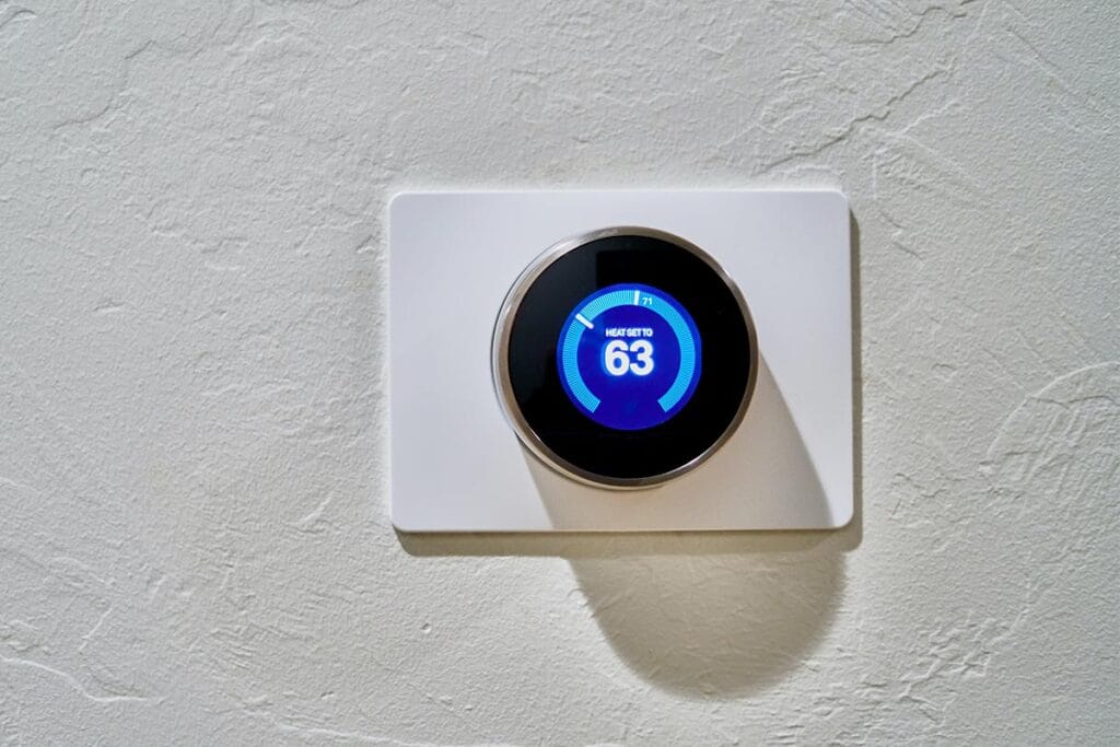 smart thermostat on the wall