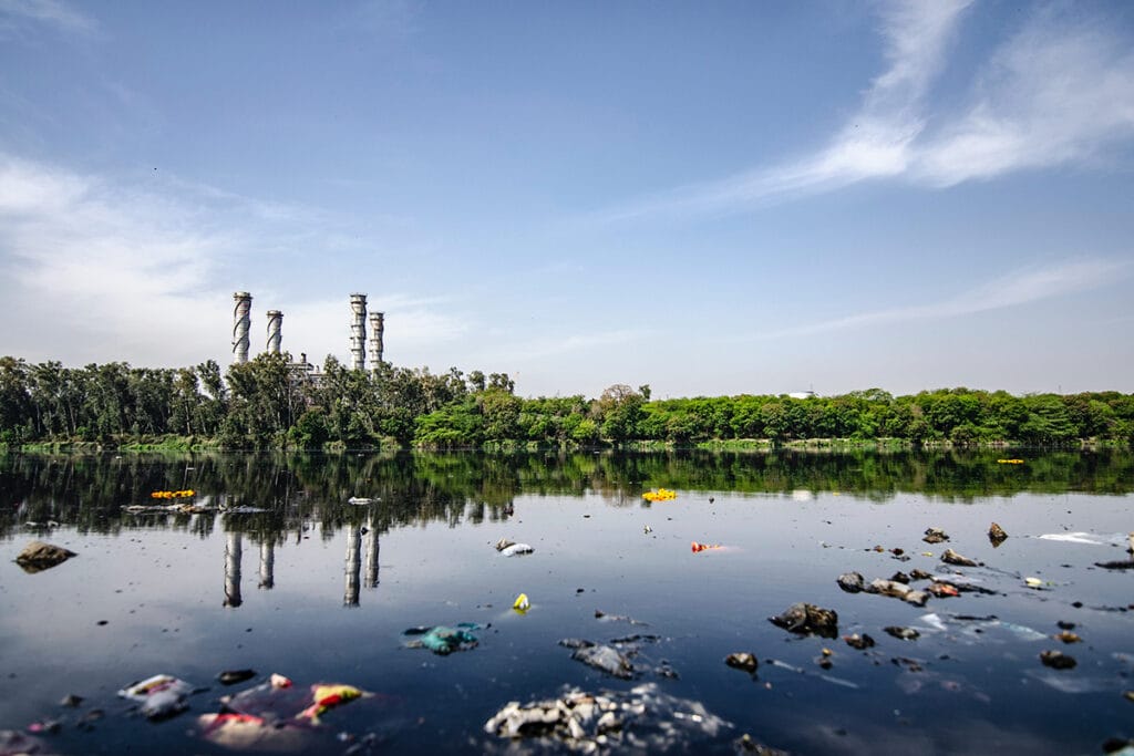 trash in water